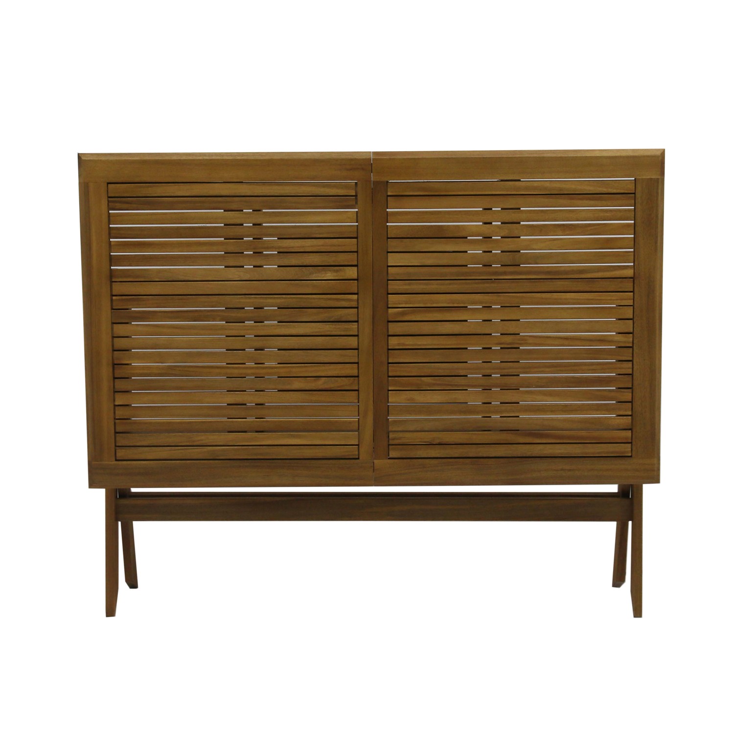 Tavolo da giardino t.b.t. in legno con motivo a listelli.