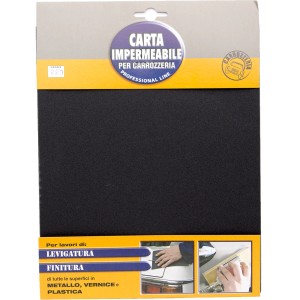 Carta abrasiva nera, adatta per metallo, vernice e plastica.