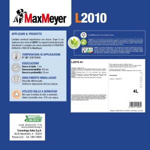 MaxMeyer L2010, pittura bianca per interni in secchio da 4L. Adatta per pareti e soffitti.