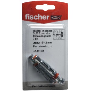 Tasselli in acciaio Fischer SLM 6, adatti per calcestruzzo.