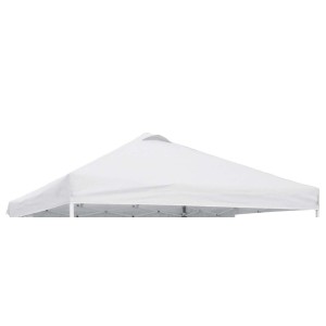 Tenda pieghevole bianca, accessorio per la protezione solare.