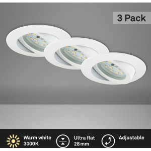 Briloner LED faretti da incasso Attach, set da 3, orientabili, bianchi. Faretti da incasso per interni.