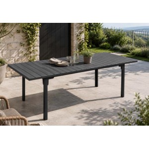 Tavolo allungabile in acciaio e HDPE Sven 180x9x76 cm effetto legno