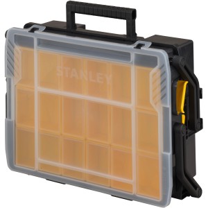 Stanley Sortmaster Multilevel Organizer per utensili e minuteria, con coperchio trasparente.