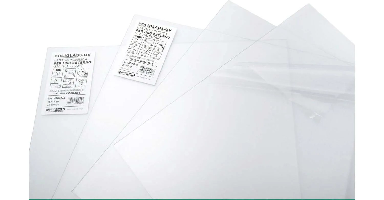 Lastra In Vetro Sintetico Trasparente, Spessore 4 Mm E Dimensioni 150 X 50 Cm, Superficie Liscia