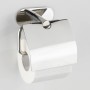 Porta carta igienica Wenko Orea Shine in acciaio inox con coperchio e carta igienica.