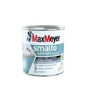 Barattolo di smalto Max Meyer, satinato, per legno, ferro e plastica.
