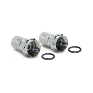 Due connettori F color argento per accessori video.