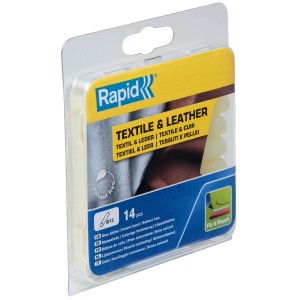 Cartucce di colla a caldo Rapid per tessuti e pelle, 14 pezzi, senza solventi.