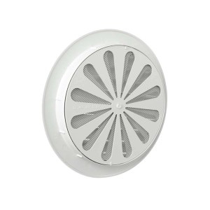 Griglia di ventilazione t.b.t. bianca rotonda con zanzariera.