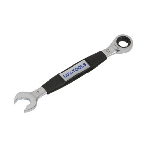 Chiave a cricchetto LUX Comfort 17 mm con impugnatura ergonomica per avvitare comodamente.