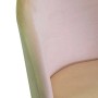 Dettaglio: Sedia imbottita rosa, vista parziale di schienale e seduta.