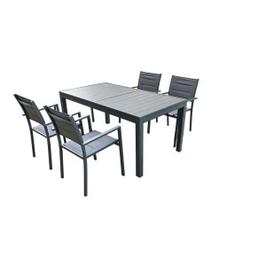 Set da pranzo Palmas in alluminio e textilene antracite 4 posti