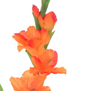 Gladiolo artificiale arancione, decorazione dettagliata per interni.