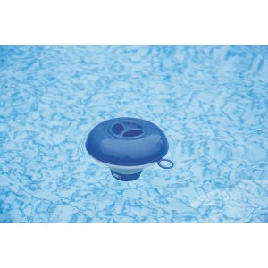 Galleggiante blu Bestway per prodotti chimici per piscina per il dosaggio di pastiglie di cloro o bromo.