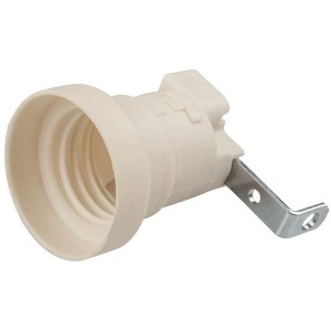 Portalampada E27 bianca con staffa di montaggio per lampada da portale.