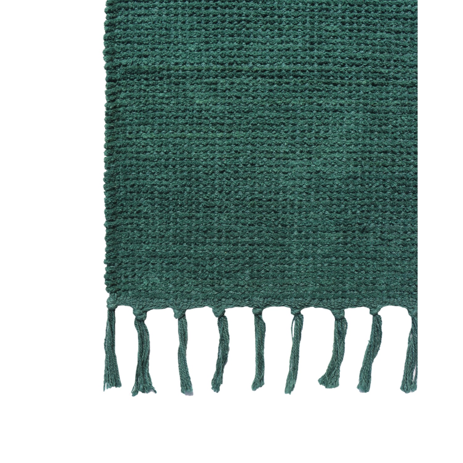 Tappeto in cotone verde con ricamo a rombo Brandani