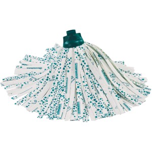 Ricambio in viscosa per mocio Leifheit Classic, bianco con dettagli verdi.