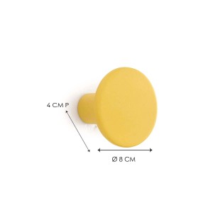 Appendiabiti/attaccapanni da parete t.b.t. giallo, forma rotonda, dimensioni: 8 x 4 cm.