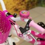 Manubrio bici con manopole rosa, campanello e cestino. Accessori per la manutenzione bici.