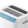 Deumidificatore bianco con display digitale e dettagli blu.