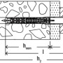 Schizzo: Tassello Fischer DuoXpand 10x140 mm con vite a testa svasata in muratura, dimensioni indicate.