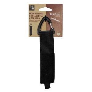 Fascette a strappo con moschettone L25xH3,8 cm nero 2 pz