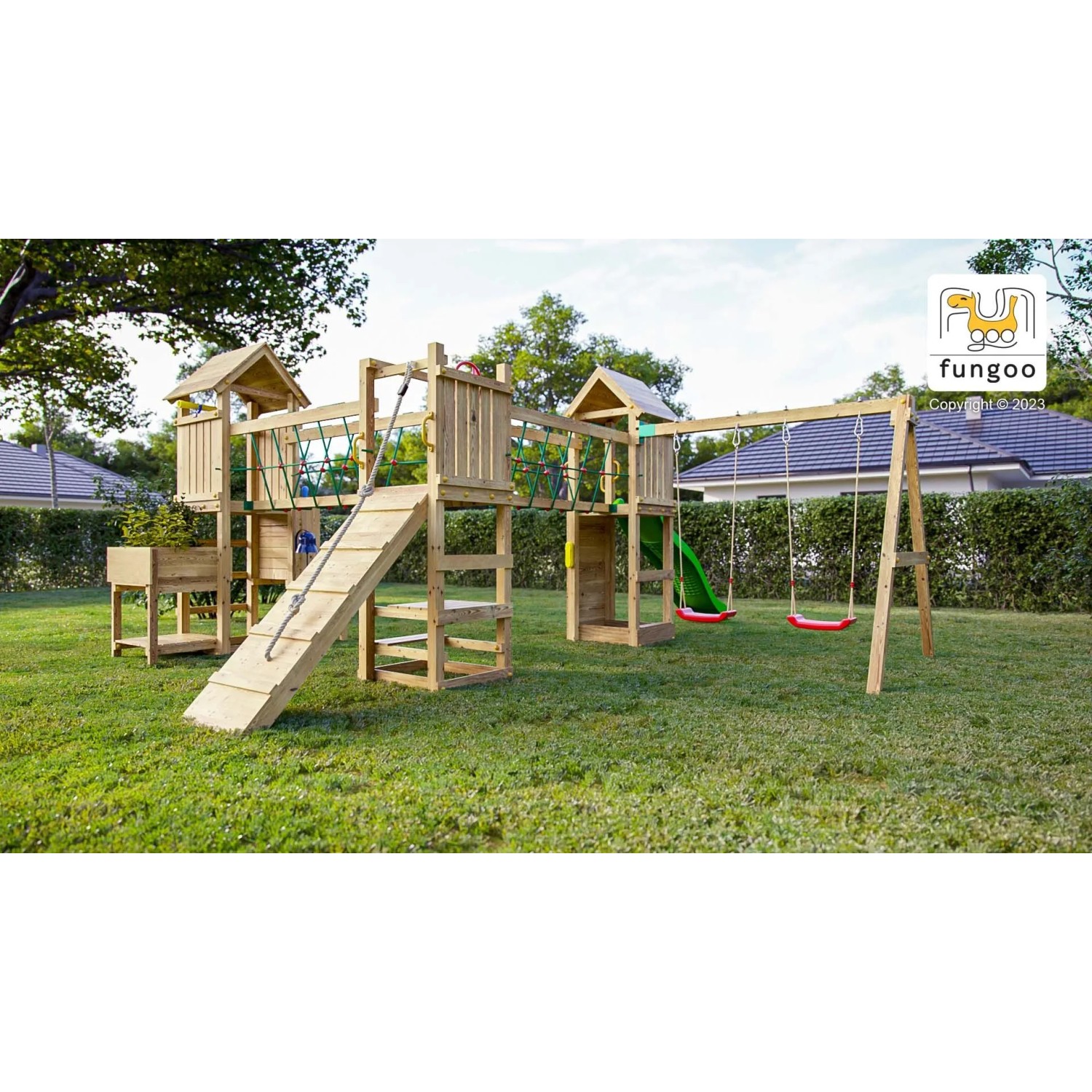 Gioco da giardino Optimizer scivolo e altalene 612 x 518 x h257cm_4