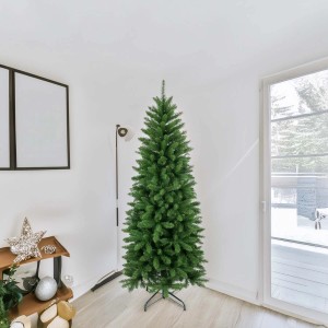 Albero di Natale artificiale slim Inderoy in PVC verde H 150 x Ø 70 cm