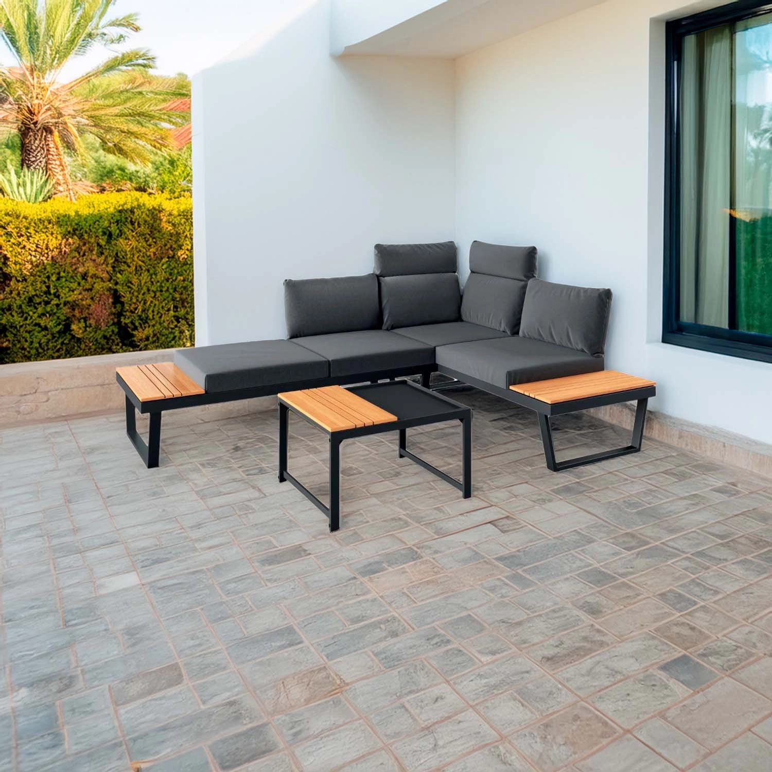 Rattan Divanetto Angolare Balcone Rattan Set Divano Giardino