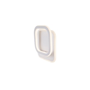 Applique LED moderna con due rettangoli bianchi arrotondati.