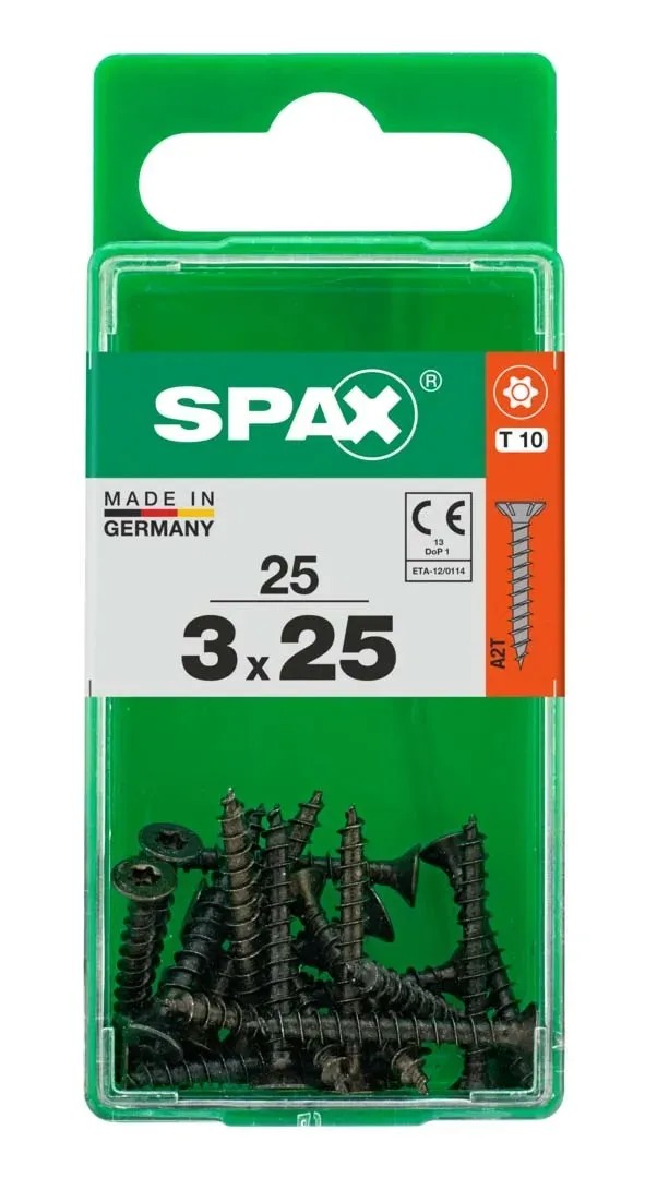 Viti Universali Spax Testa Svasata T-STAR Plus, Filettatura Completa, Nero BLAX, 4CUT, Made In Germany