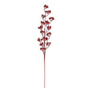 Ramo di bacche artificiale rosso, 80 cm, decorazione natalizia festiva.