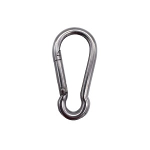 Moschettone argentato per accessori nautici.