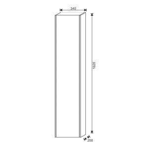 Disegno tecnico: mobile colonna bagno t.b.t. con dimensioni.