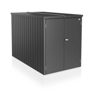 Biohort Minigarage, 145x203x151 cm, argento metallizzato, per rimessaggio bici e box attrezzi.
