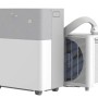 Condizionatore mobile Midea PortaSplit Cool bianco-grigio con unità esterna e tubo.