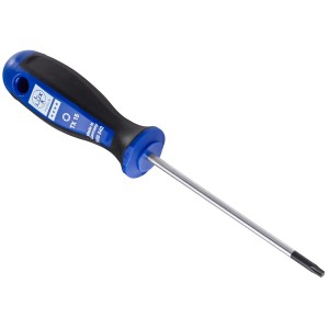 Cacciavite LUX Comfort TX15, 100 mm, con manico bicomponente blu e nero.