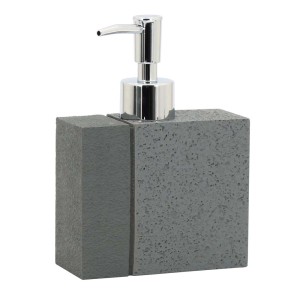 Dispenser di sapone grigio t.b.t. per il bagno, con erogatore cromato.
