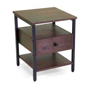 Mobiletto Mudra 1 cassetto in legno noce e nero 40x40h50 cm