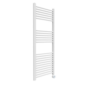 Radiatore t.b.t. bianco con barre orizzontali per il bagno.