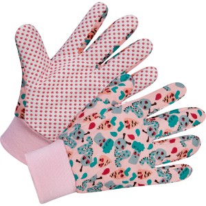 Guanti da lavoro per bambini 'Wurm' rosa, taglia 5, con motivo.