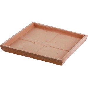Sottovaso quadrato in terracotta per vasi da fiori.