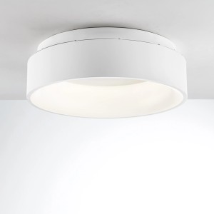 Plafoniera LED t.b.t. bianca e rotonda per montaggio a soffitto.