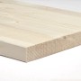 Asse di legno chiaro non trattato, Ripiani in legno, dettaglio del bordo.