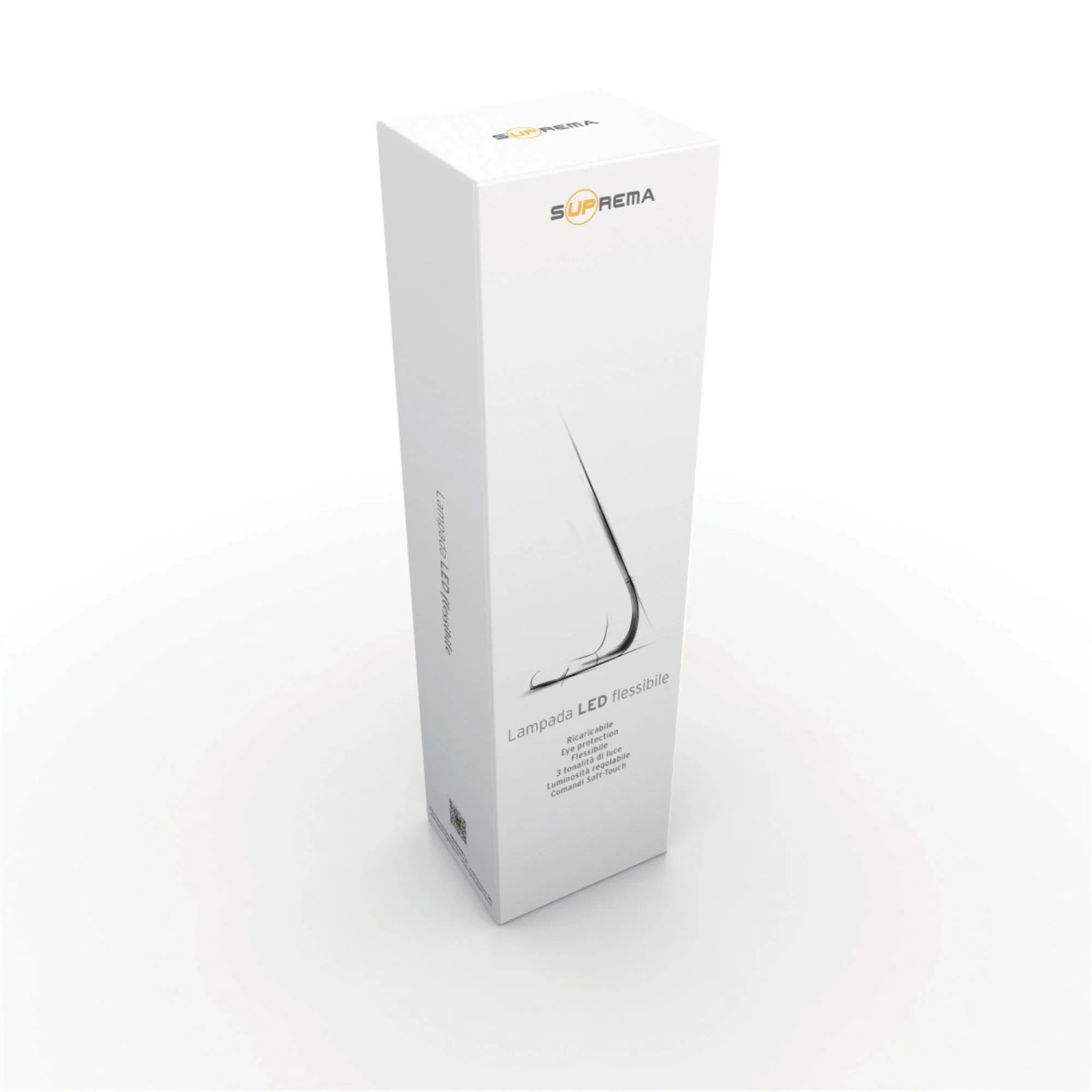 Confezione della lampada da scrivania a LED t.b.t., design flessibile.