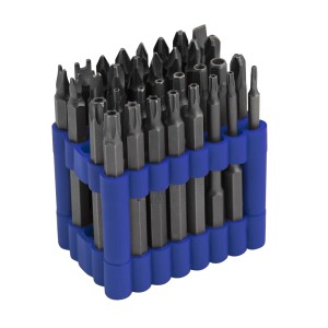Set di vari inserti per avvitatori t.b.t. in supporto blu.