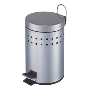 Pattumiera da bagno t.b.t. argentata con motivo a fori.