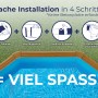 Istruzioni di montaggio per Gre Pool Pacific Rotonda Ø 300 cm con effetto legno: Facile installazione in 4 passaggi.