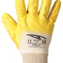 Guanto da lavoro giallo t.b.t. con polsino in maglia e rivestimento sul palmo.